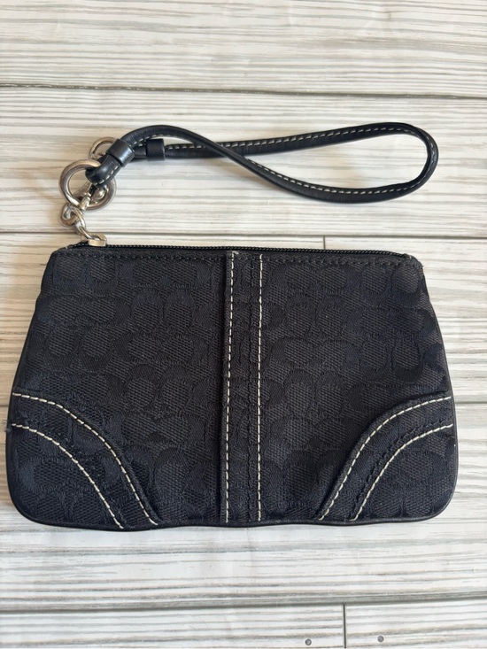 Coach Handbags - Coach signature canvas wristlet with white contrast stitching
